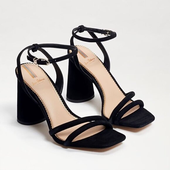 Sam Edelman Kia Sandals in Black Suede 8 With Box Womens High Heels - Picture 1 of 15